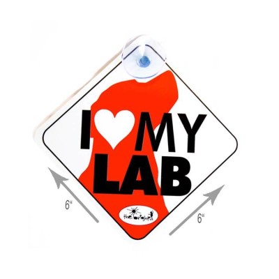 Vacky Pet Car Signs with Caption I love My Lab - (6X6) Inch 